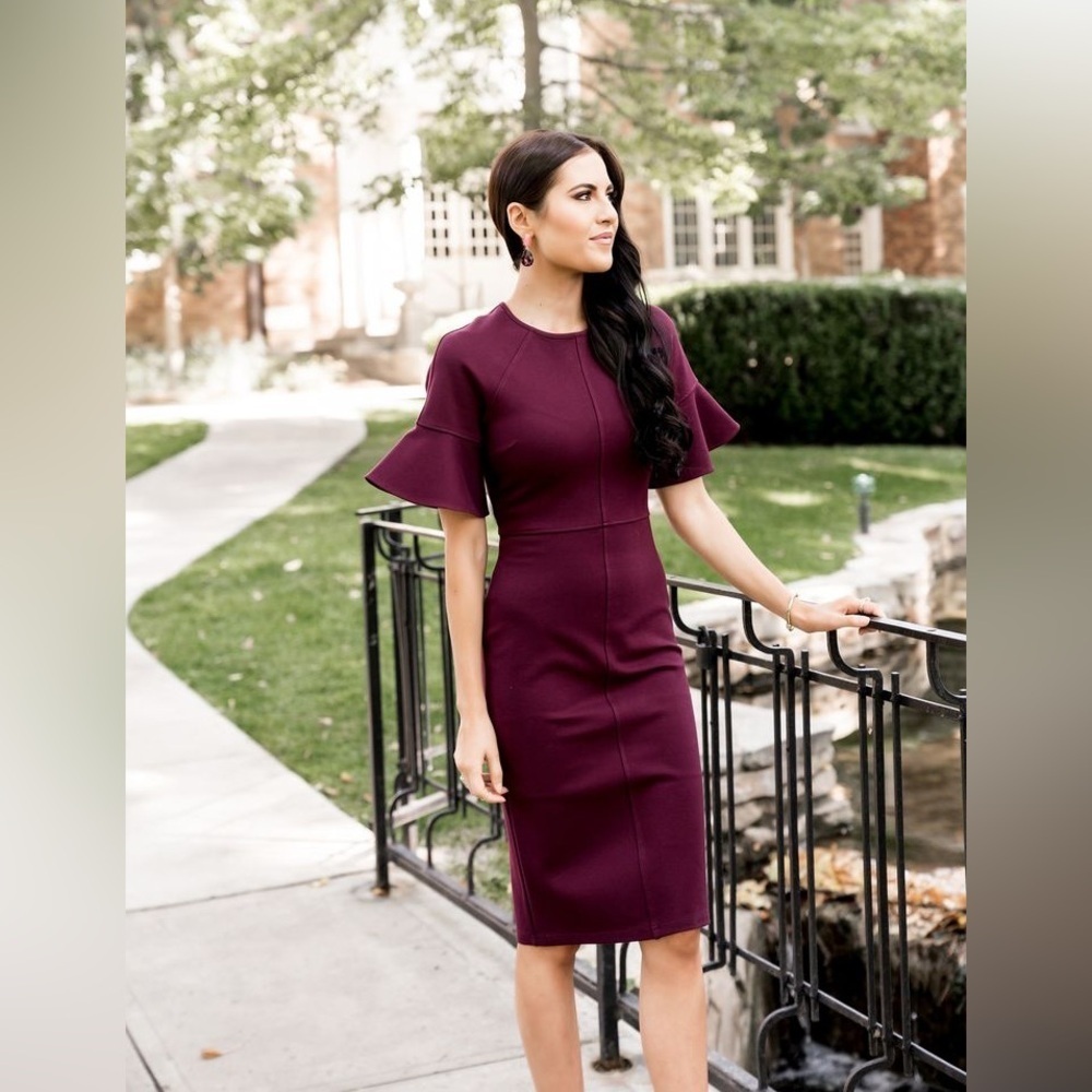 Rachel Parcell Rich Burgundy Midi Dress - Picture 1 of 4